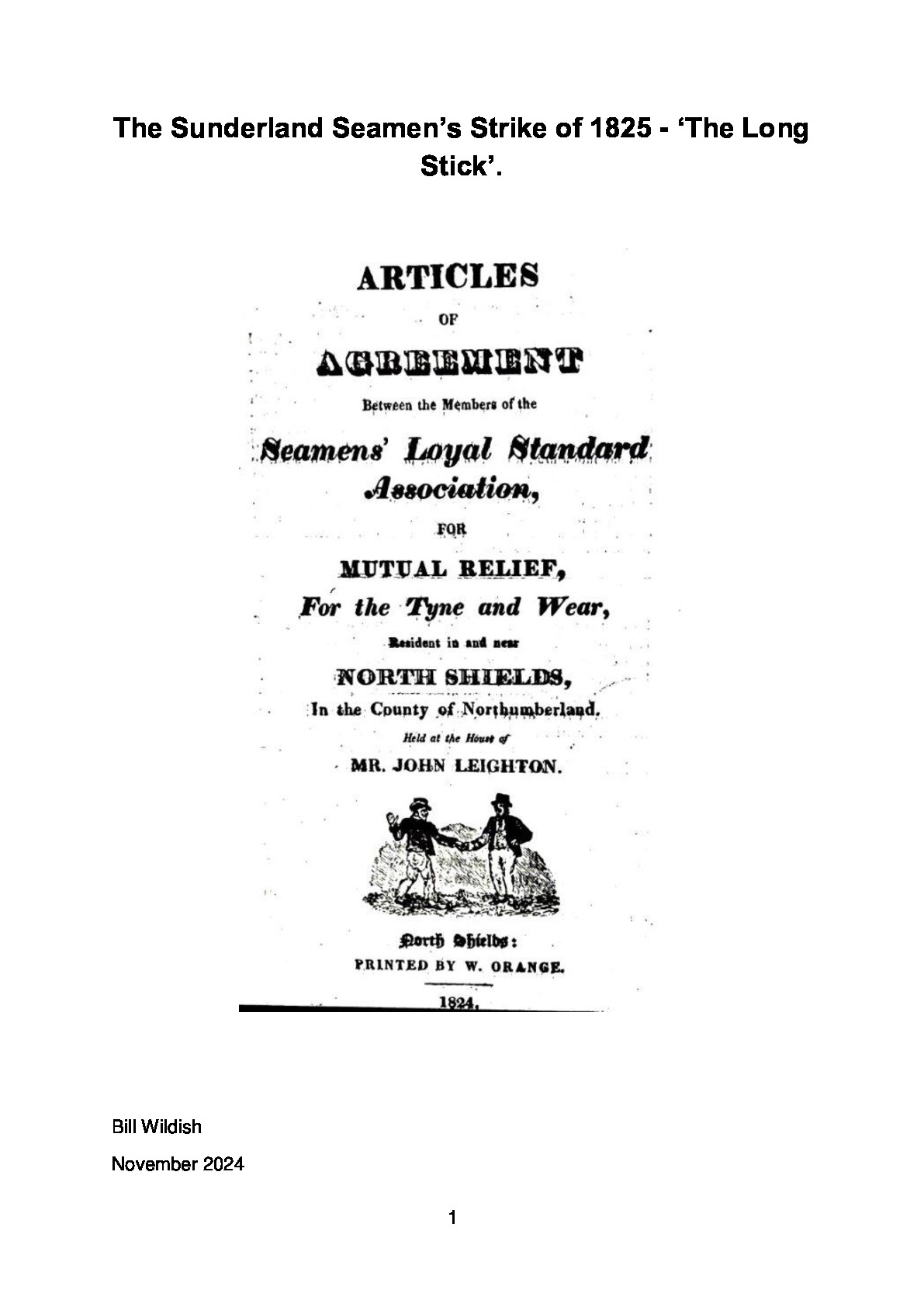 Sunderland Seamen's Strike 1825 - "The Long Stick"